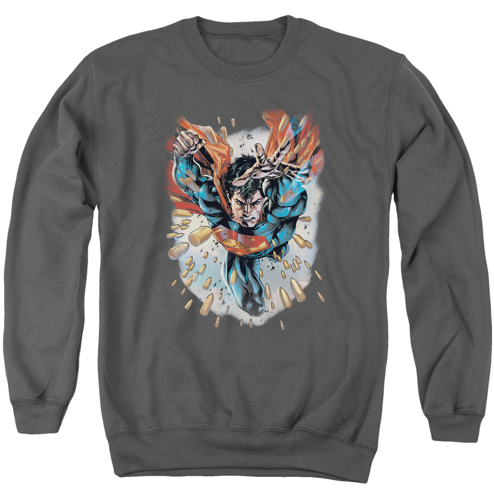 SM2288-AS-2 Superman Within My Grasp Adult Crewneck Sweatshirt, Charcoal - Medium