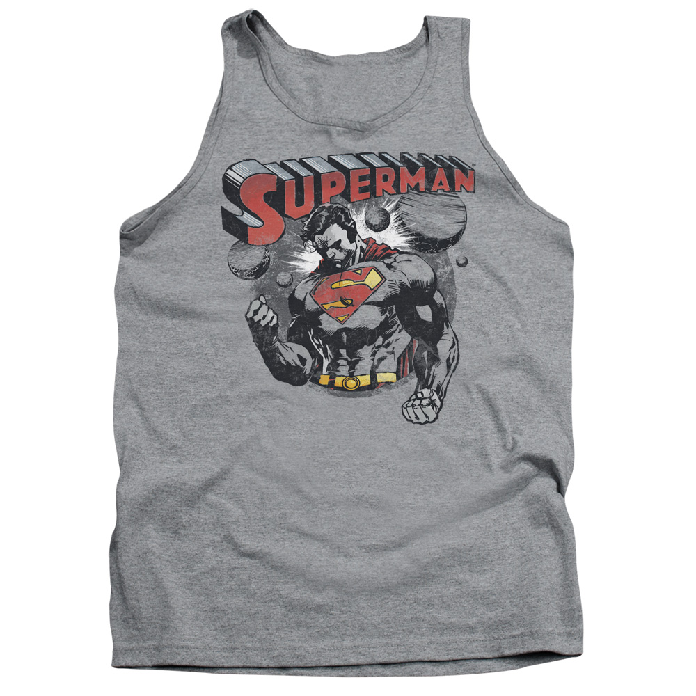 SM2211-TK-2 Superman Super Ko Adult Tank Top, Athletic Heather - Medium