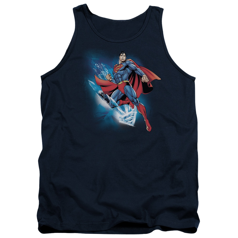 SM1720-TK-1 Superman Crystallize Adult Tank Top, Navy - Small