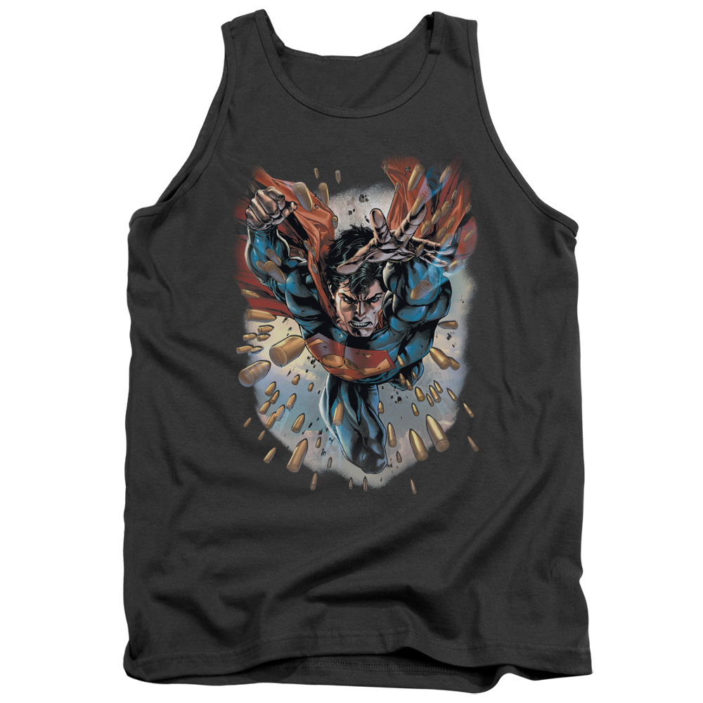 SM2288-TK-4 Superman Within My Grasp Adult Tank Top, Charcoal - Extra Large