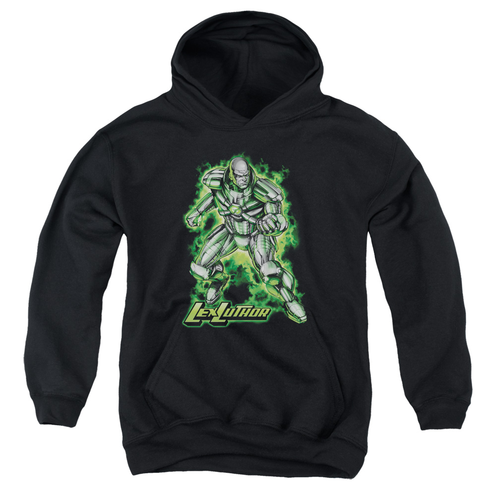 SM1886-YFTH-4 Superman Kryptonite Powered Youth Hooded Sweatshirt, Black - Extra Large