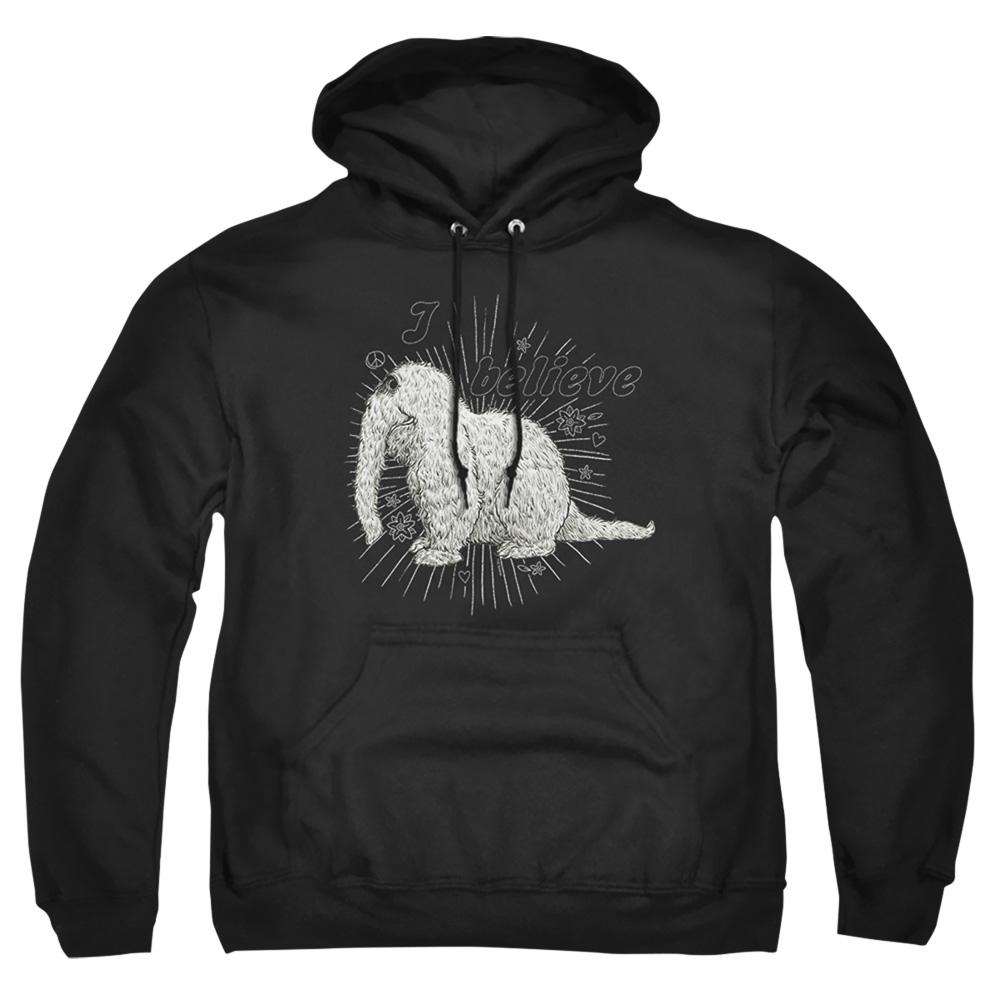 SST352-AFTH-6 Sesame Street Snuffleupagus I Believe Adult Pullover Hoodie, Black - 3X