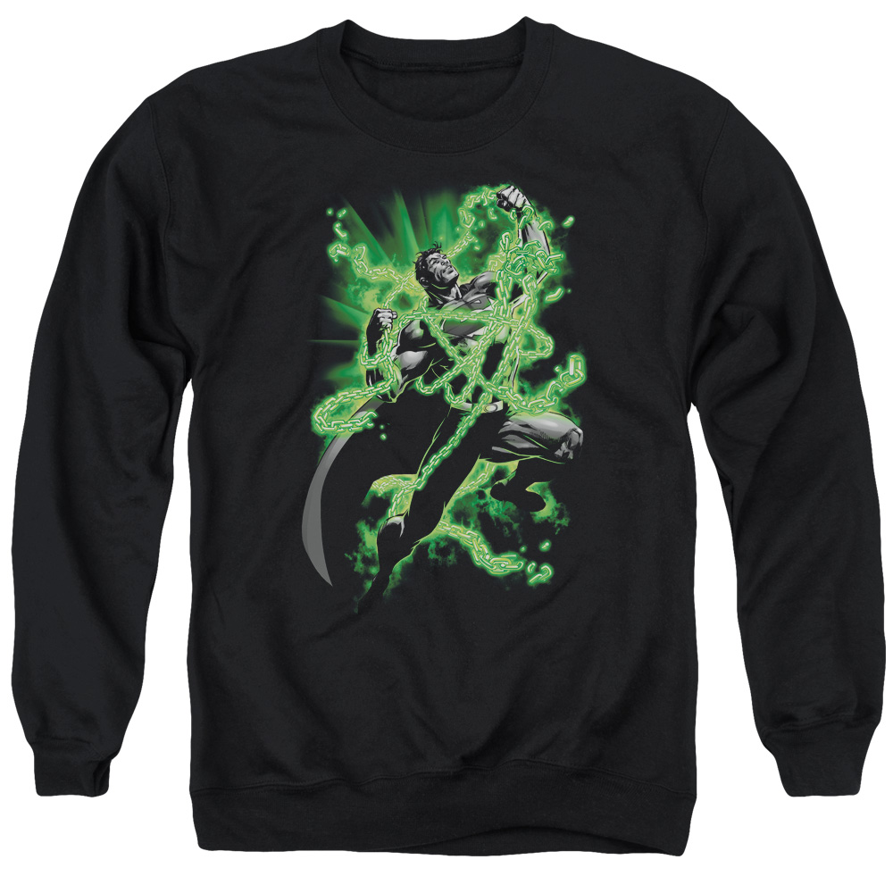 SM1885-AS-2 Superman Kryptonite Chains Adult Crewneck Sweatshirt, Black - Medium