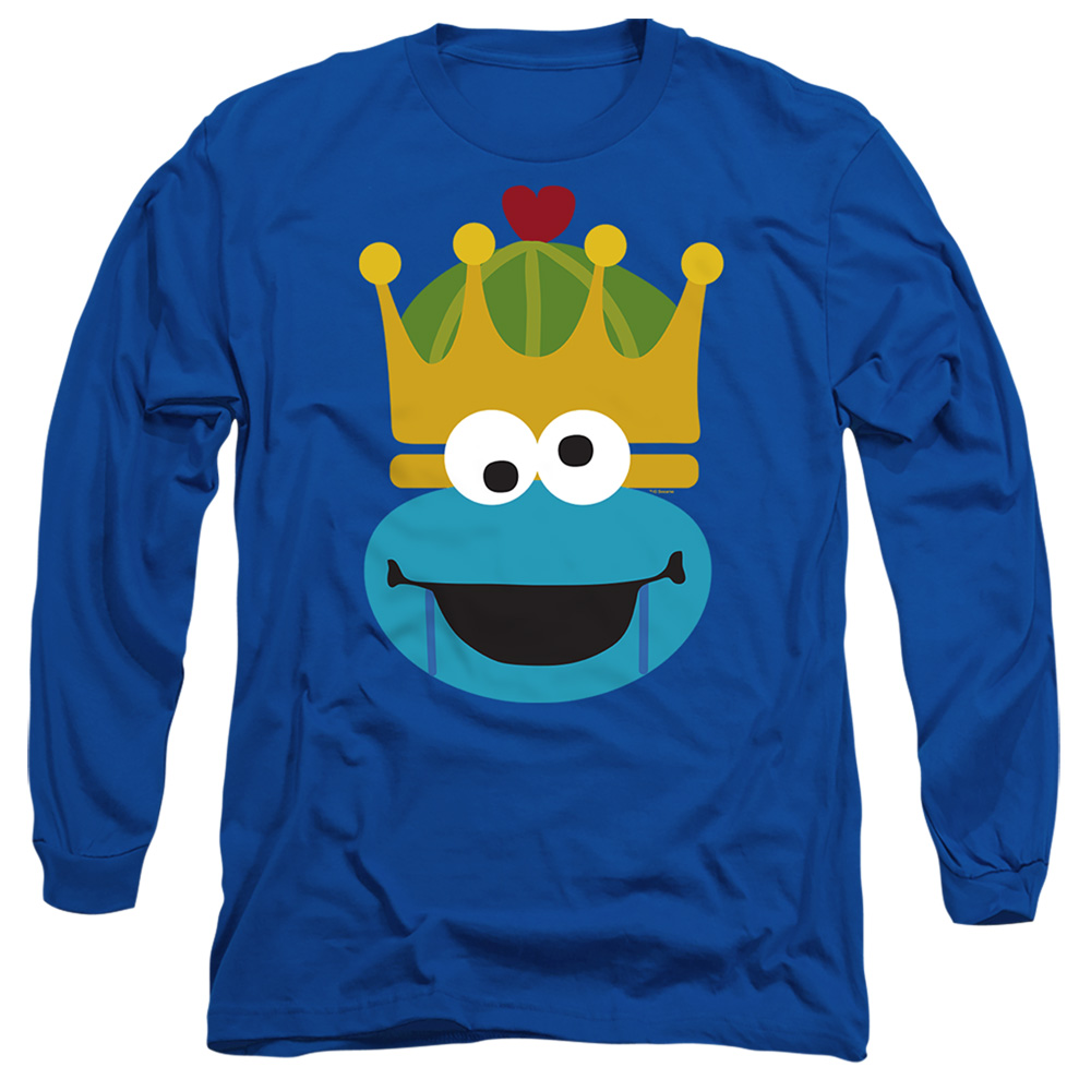 SST10079-AL-2 Sesame Street Christmas Nutcracker Cookie Monster Adult Long Sleeve T-Shirt, Royal - Medium