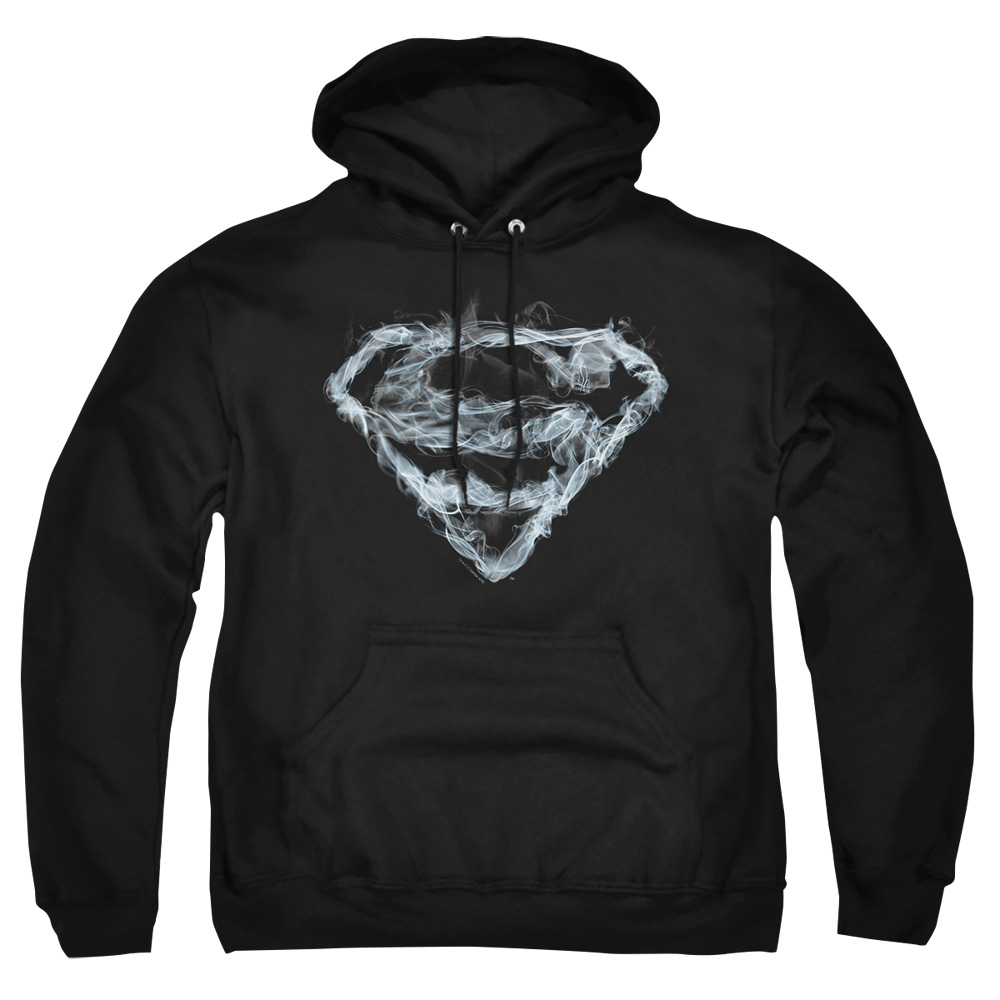 SM1780-AFTH-8 Superman Smoking Shield Adult Pullover Hoodie, Black - 5X