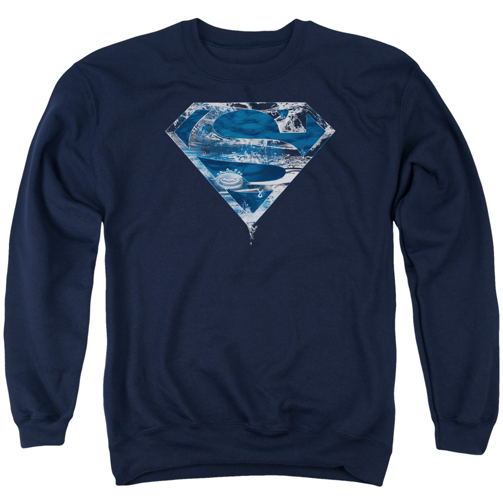 SM1986-AS-5 Superman Water Shield Adult Crewneck Sweatshirt, Navy - 2X