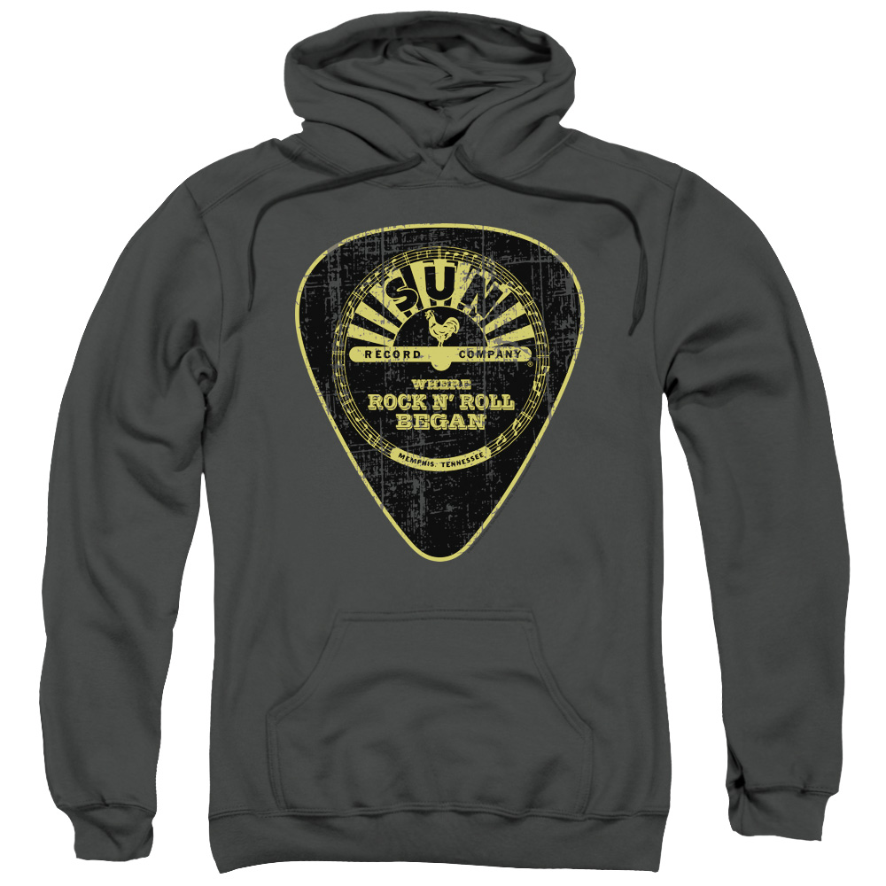 SUN131-AFTH-2 Sun Guitar Pick Adult Pullover Hoodie, Charcoal - Medium