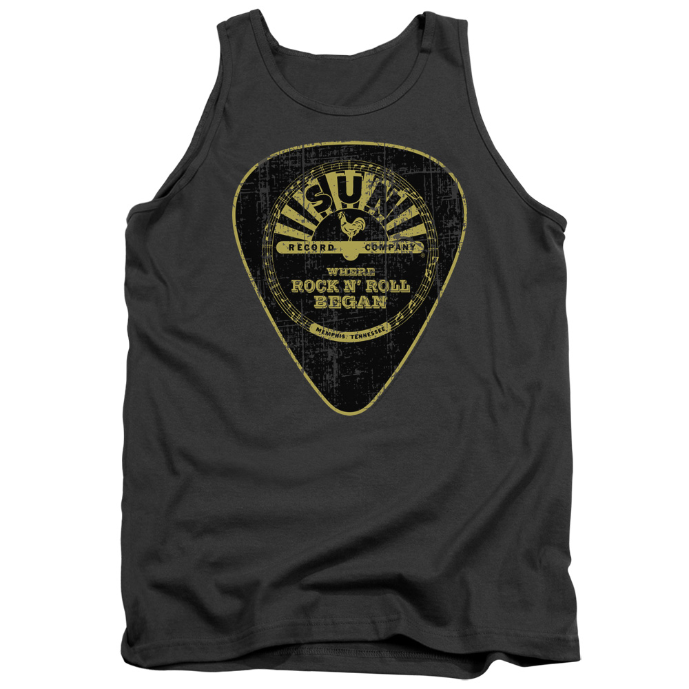 SUN131-TK-2 Sun Guitar Pick Adult Tank Top, Charcoal - Medium