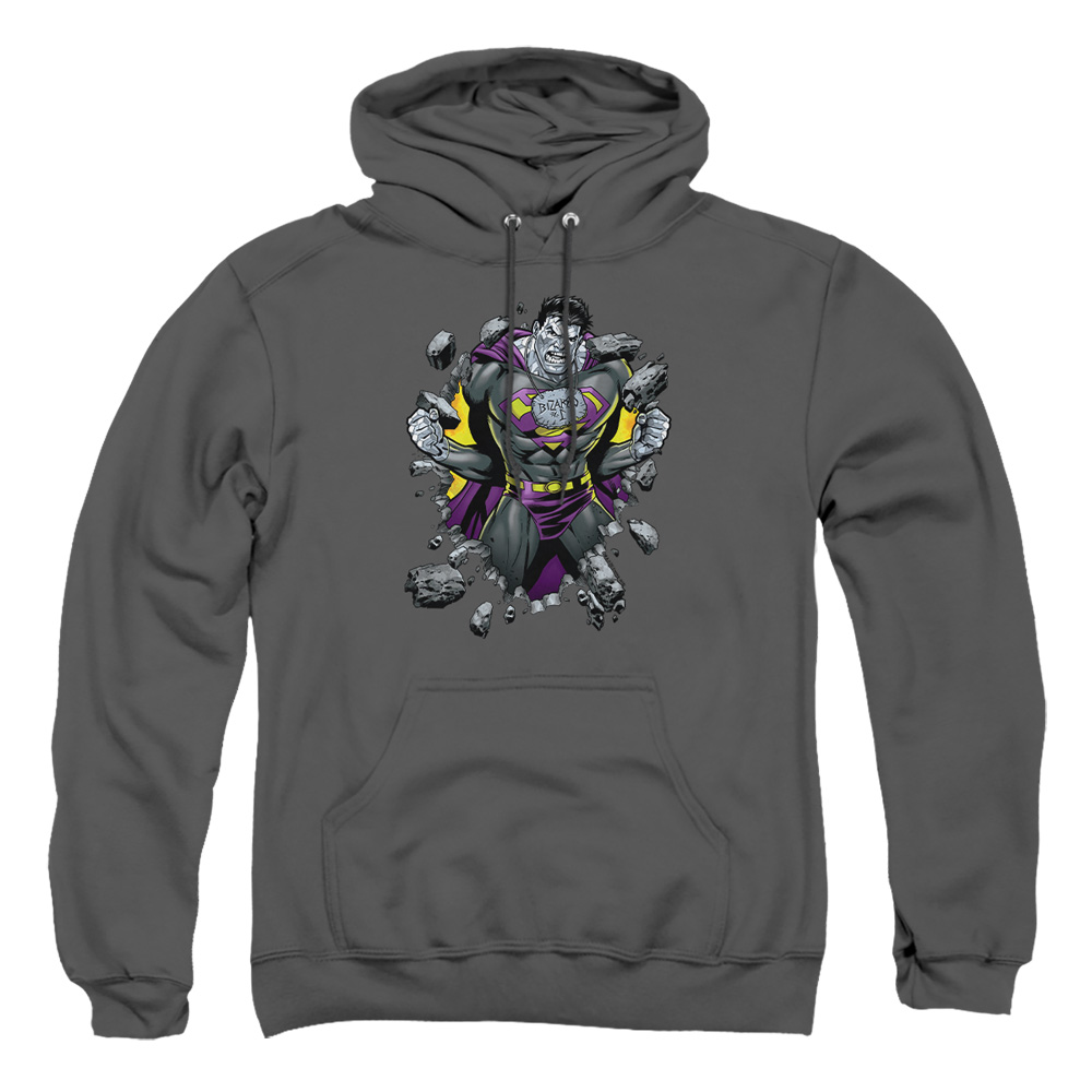 SM1995B-AFTH-1 Superman Bizzaro Breakthrough Adult Pullover Hoodie, Charcoal - Small