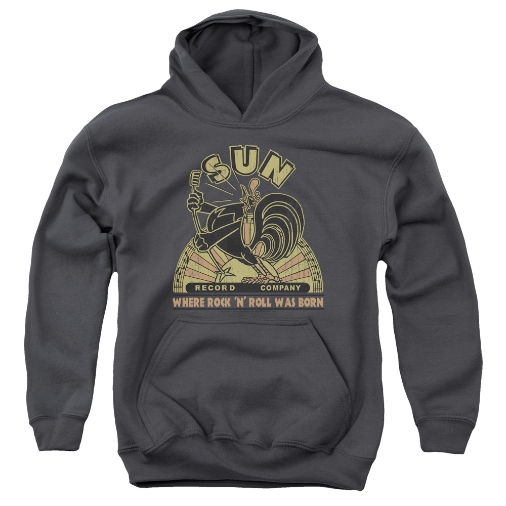 SUN110-YFTH-2 Sun Rooster Youth Hooded Sweatshirt, Charcoal - Medium