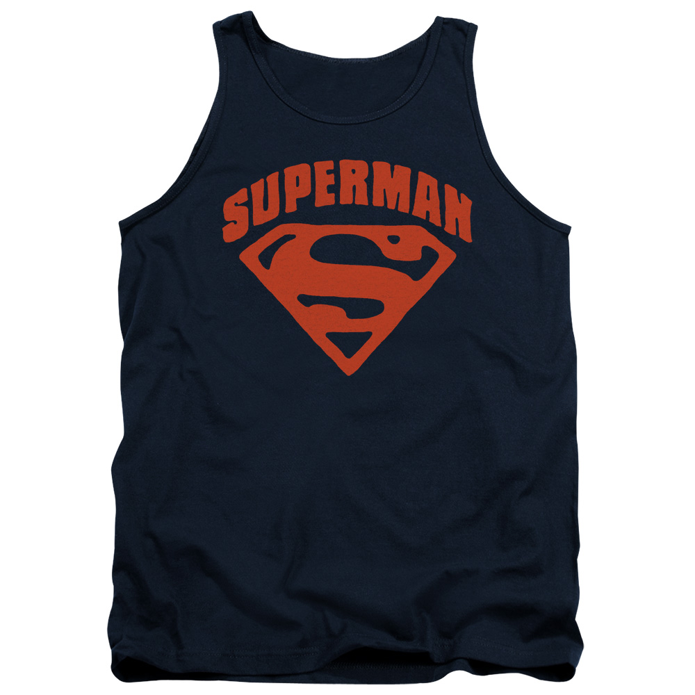 SM1936-TK-2 Superman Super Shield Adult Tank Top, Navy - Medium