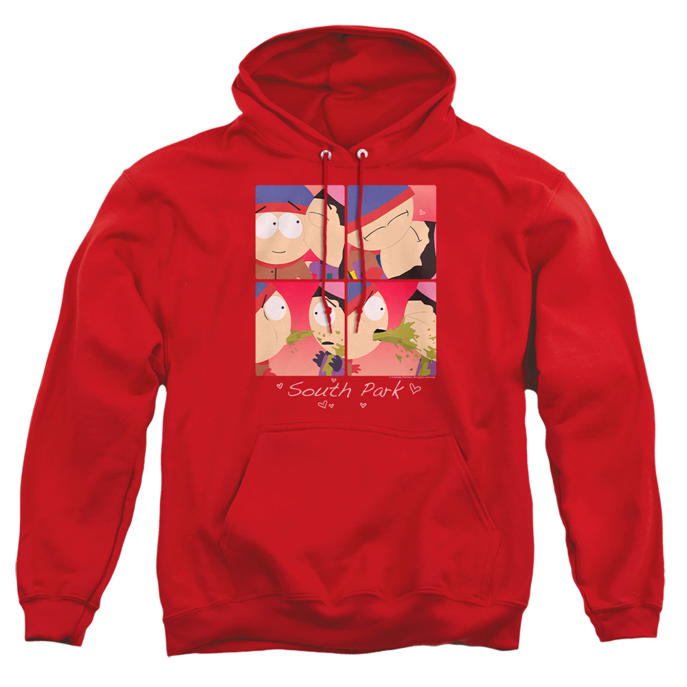 STHPK214-AFTH-3 South Park Valentines Day Kyle & Wendy Squares Adult Pullover Hoodie, Red - Large