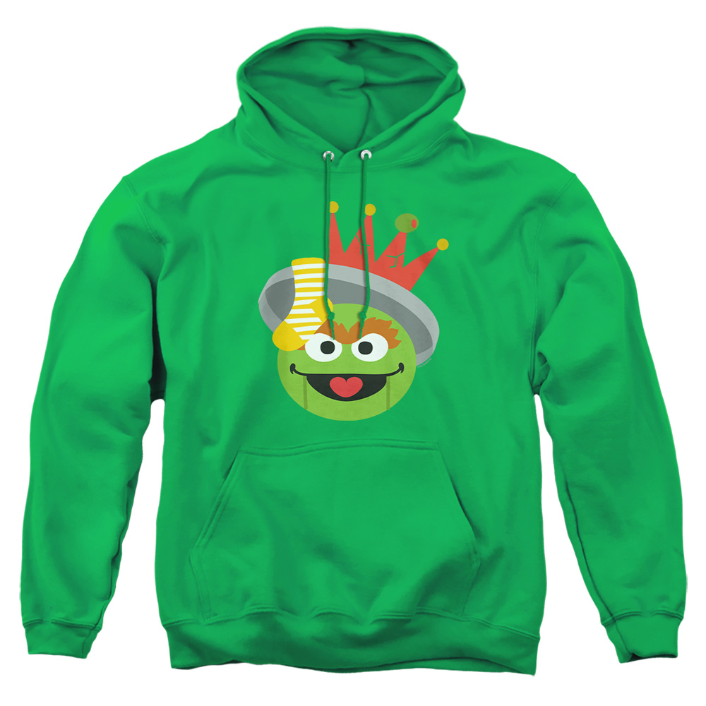 SST10087-AFTH-1 Sesame Street Christmas Nutcracker Oscar The Grouch Adult Pullover Hoodie, Kelly Green - Small