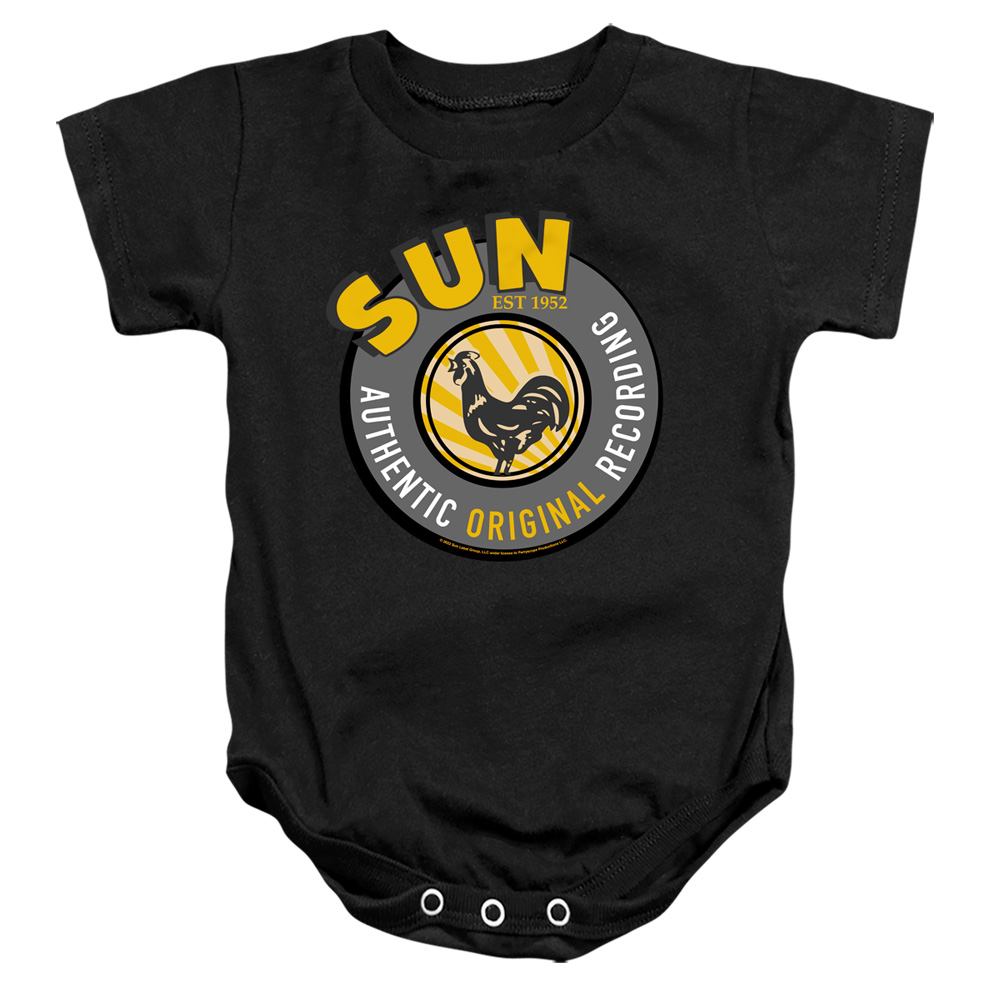 SUN169-SS-1 Sun Records Sun Records Logo Infant Snapsuit, Black - Small - 6 Month