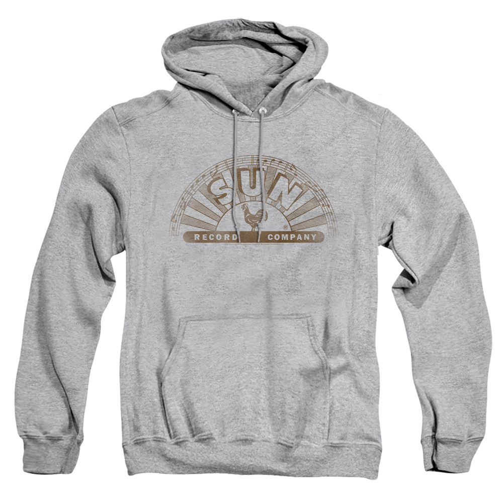 SUN171-AFTH-5 Sun Records Sun Records Half Logo Distressed Adult Pullover Hoodie, Athletic Heather - 2X