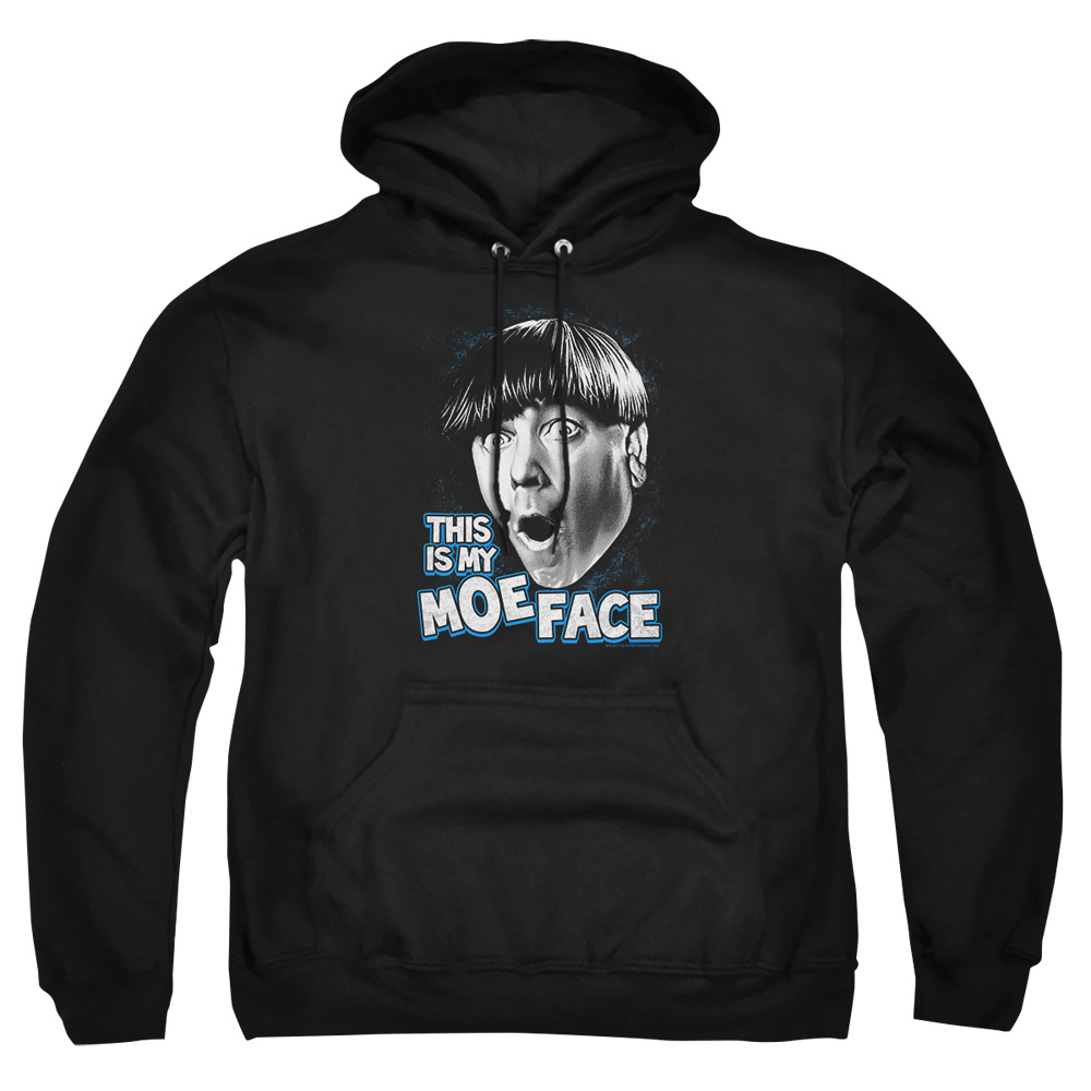 TTS150-AFTH-1 Three Stooges Moe Face Adult Pullover Hoodie, Black - Small