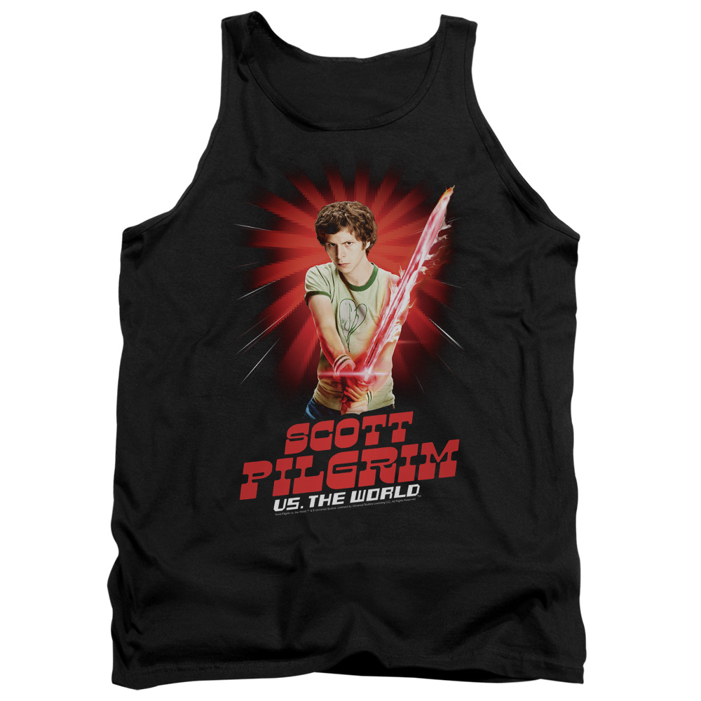 UNI645-TK-4 Scott Pilgrim Super Sword Adult Tank Top, Black - Extra Large