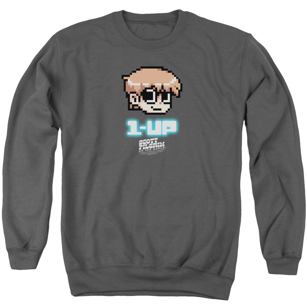 UNI650-AS-2 Scott Pilgrim 1 Up Adult Crewneck Sweatshirt, Charcoal - Medium