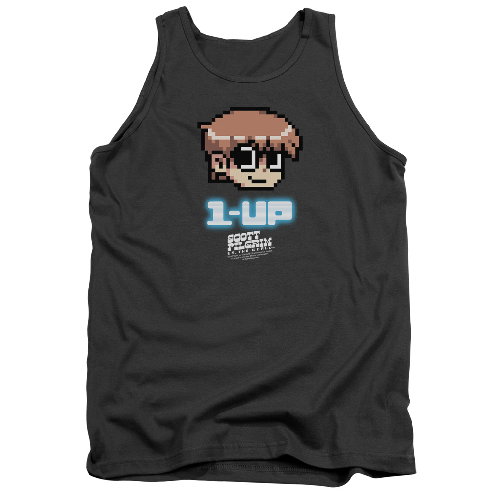 UNI650-TK-4 Scott Pilgrim 1 Up Adult Tank Top, Charcoal - Extra Large