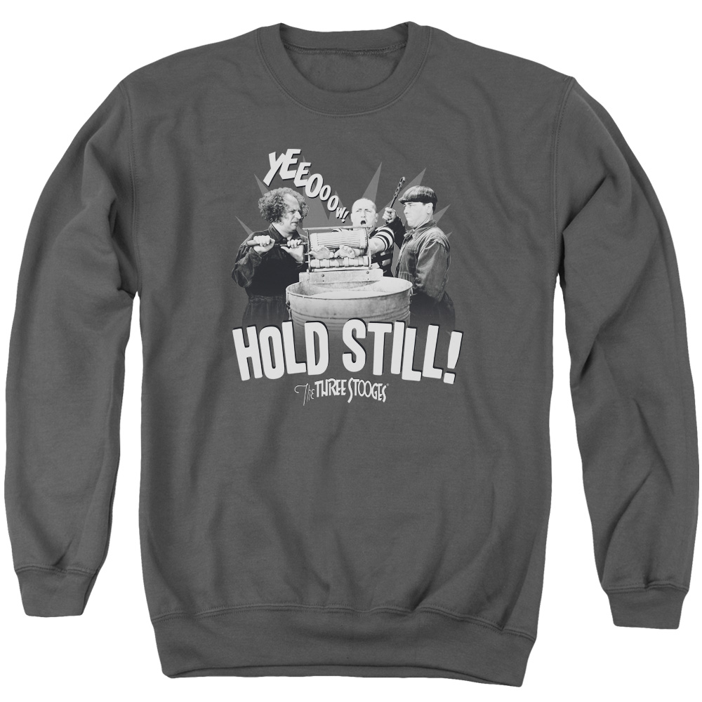 TTS176-AS-4 Three Stooges Hold Still Adult Crewneck Sweatshirt, Charcoal - Extra Large