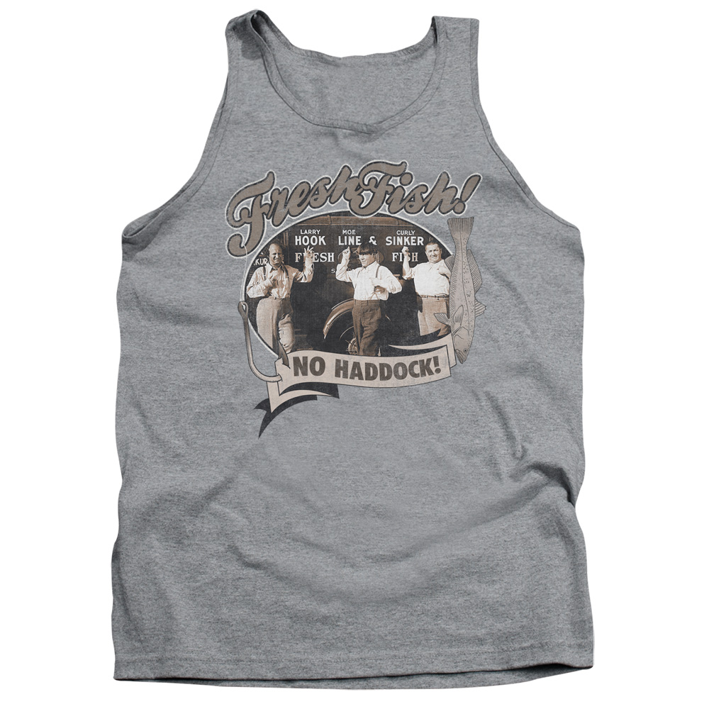 TTS173-TK-2 Three Stooges Fresh Fish Adult Tank Top, Athletic Heather - Medium