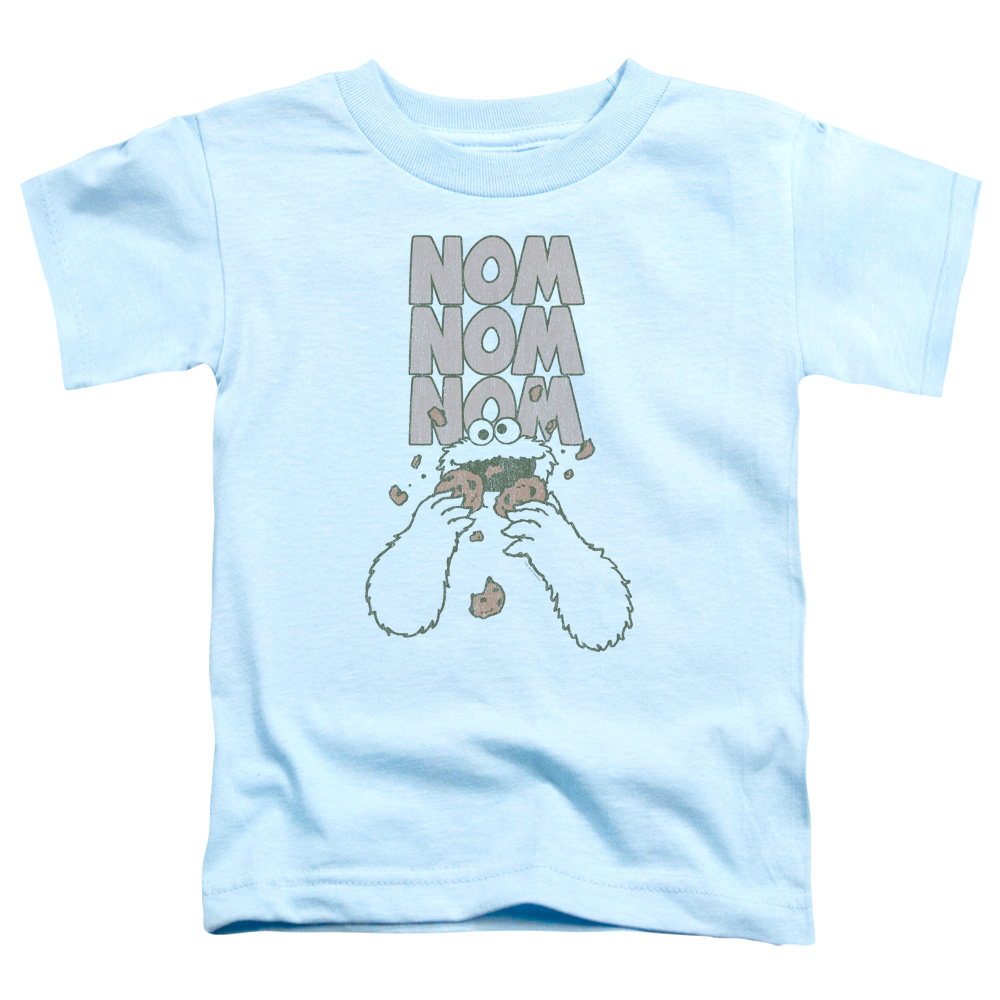 SST117-TT-2 Sesame Street Nom Nom Nom Toddler Short Sleeve T-Shirt, Light Blue - Medium 3T