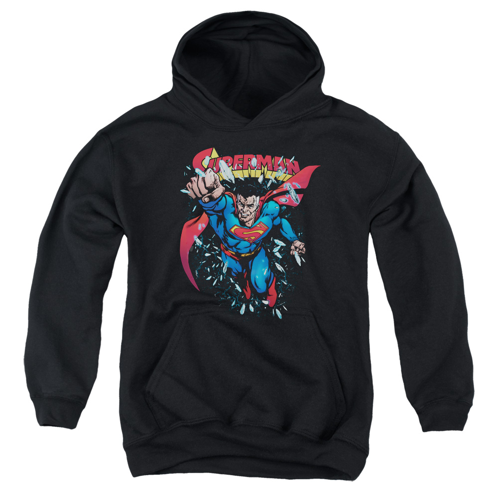 SM2388-YFTH-2 Superman Old Man Kal Youth Hooded Sweatshirt, Black - Medium