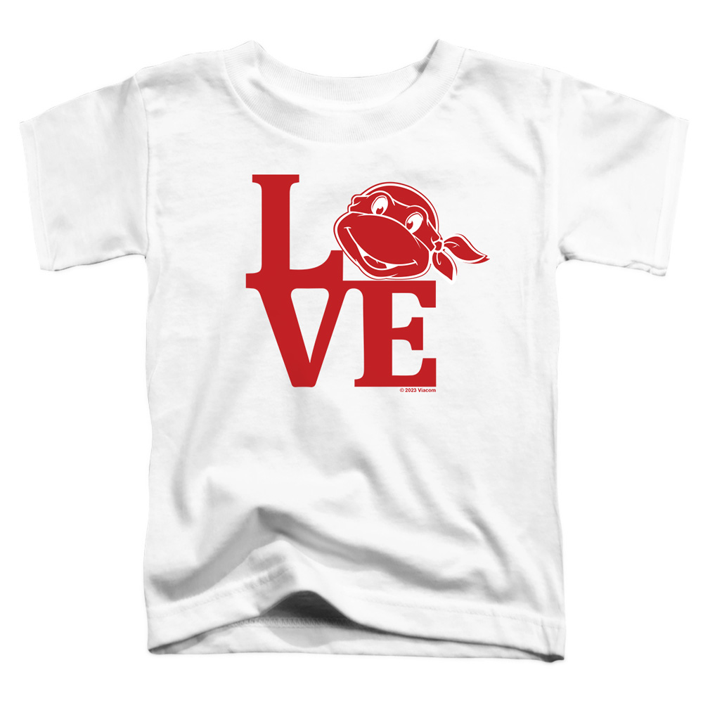NICK10246VAL-TT-1 Teenage Mutant Ninja Turtles Valentines Day Love Toddler Short Sleeve T-Shirt, White - Small 2T