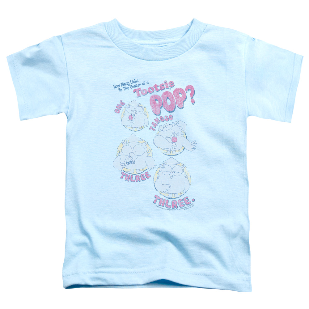 TR100-TT-2 Tootsie Roll Three Toddler Short Sleeve T-Shirt, Light Blue - Medium 3T
