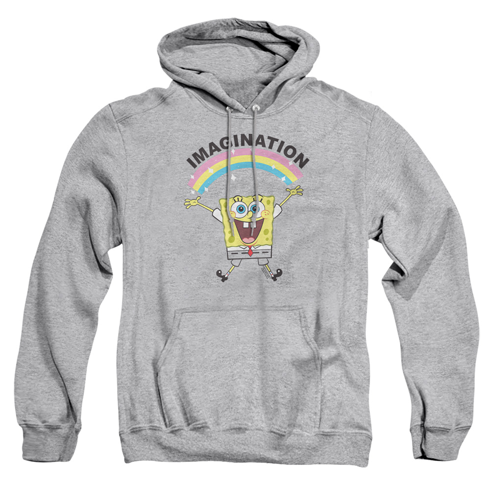 NICK570-AFTH-3 Spongebob Simple Imagination Adult Pullover Hoodie, Athletic Heather - Large