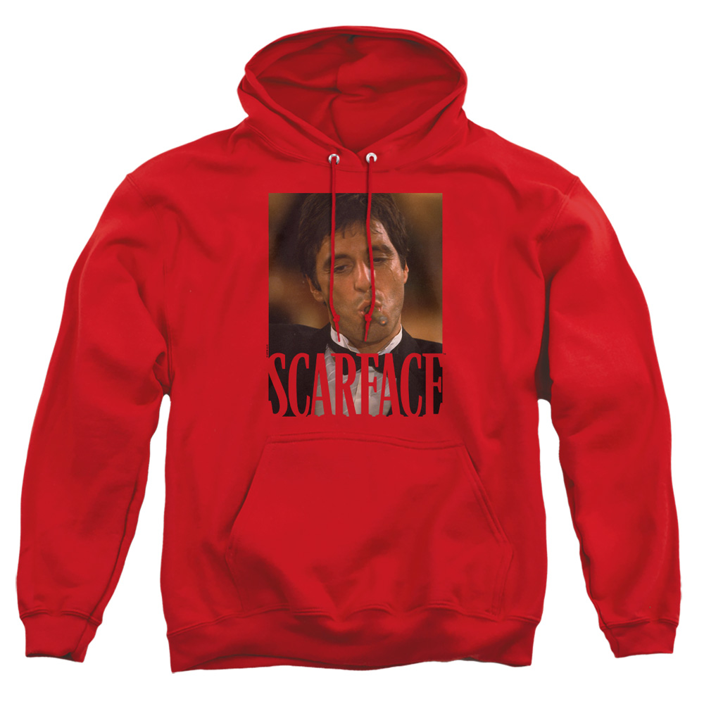 UNI728-AFTH-1 Scarface Smoking Cigar Adult Pullover Hoodie, Red - Small