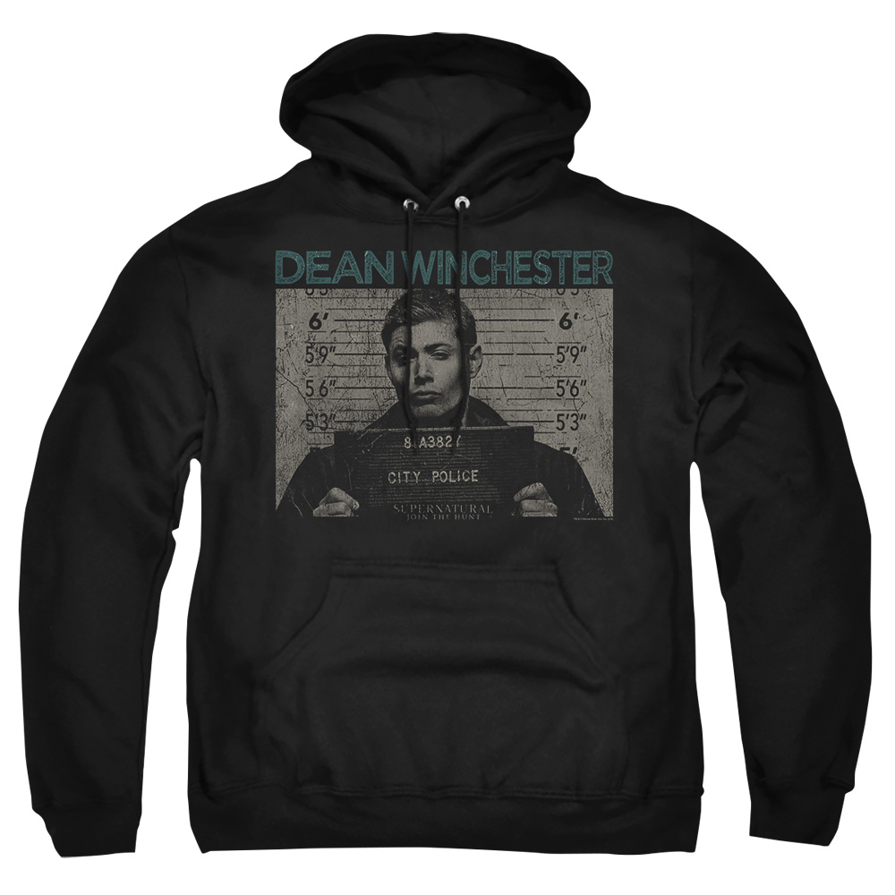 WBT716-AFTH-2 Supernatural Dean Mug Shot Adult Pullover Hoodie, Black - Medium