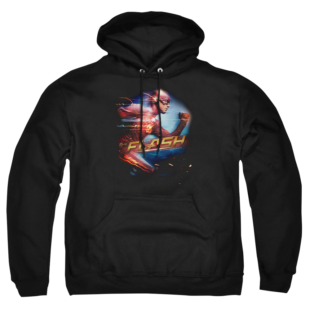 FLSH104-AFTH-2 The Flash Fastest Man Adult Pullover Hoodie, Black - Medium
