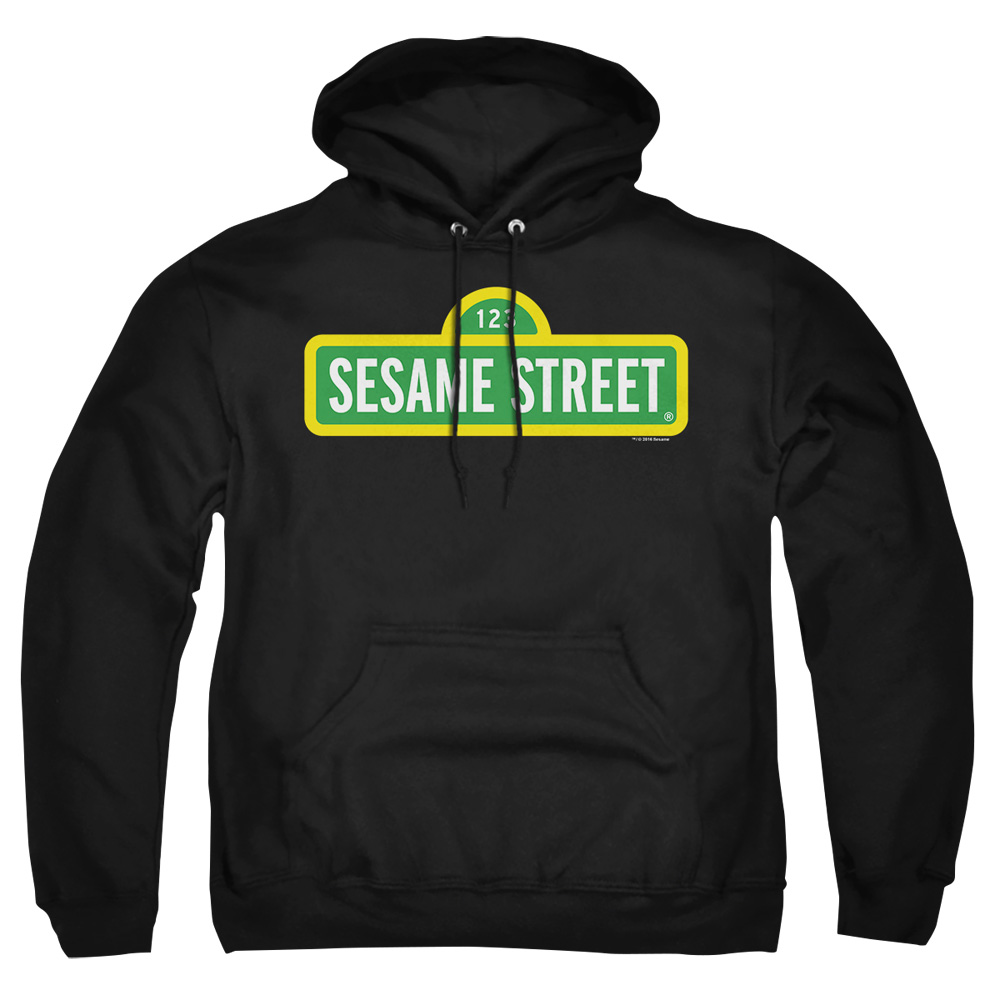 SST100-AFTH-2 Sesame Street Logo Adult Pullover Hoodie, Black - Medium