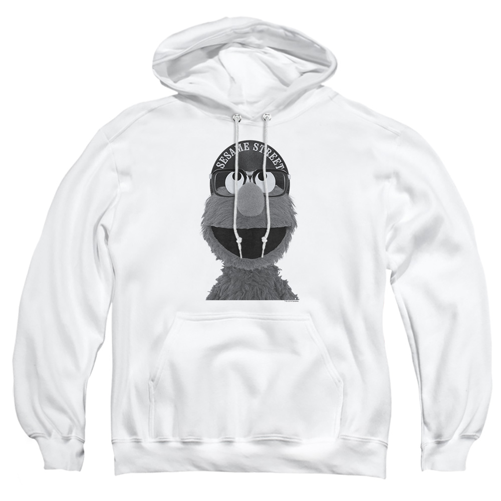 SST144-AFTH-2 Sesame Street Elmo Lee Adult Pullover Hoodie, White - Medium