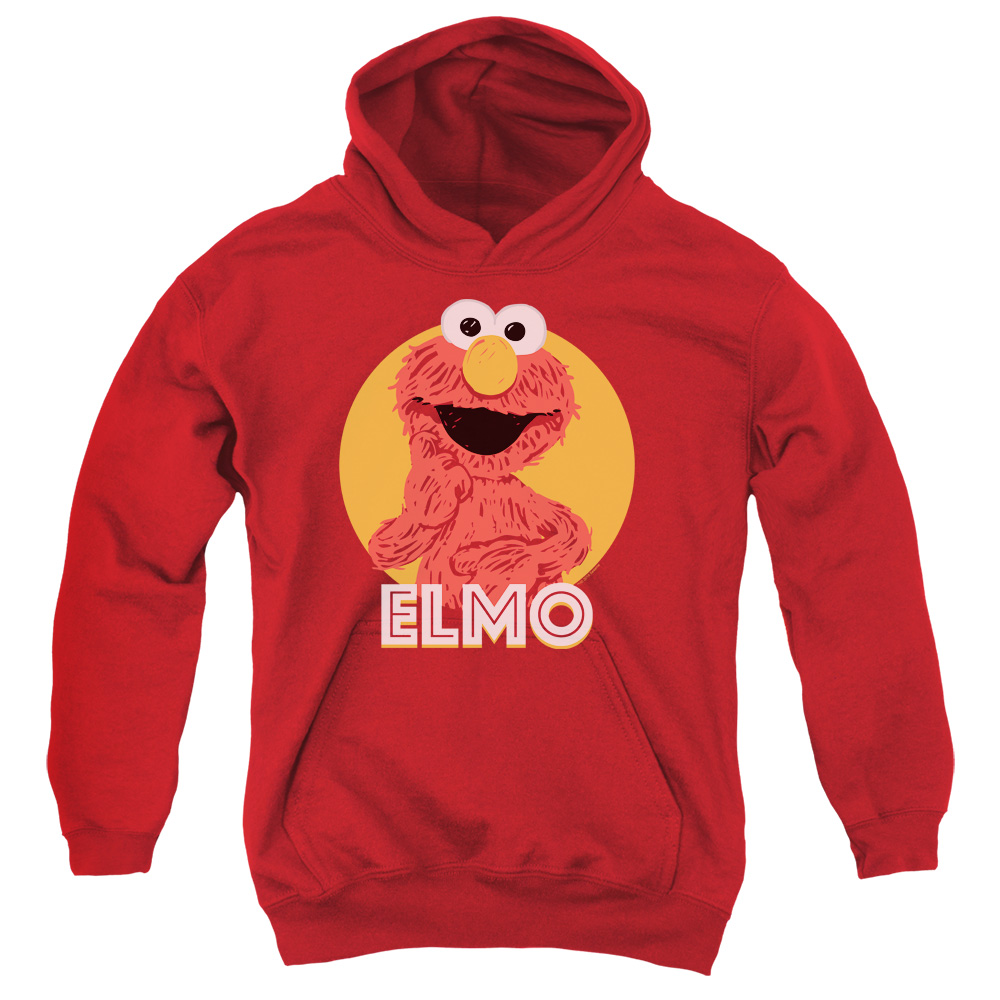 SST185-YFTH-2 Sesame Street Elmo Scribble Youth Hooded Sweatshirt, Red - Medium