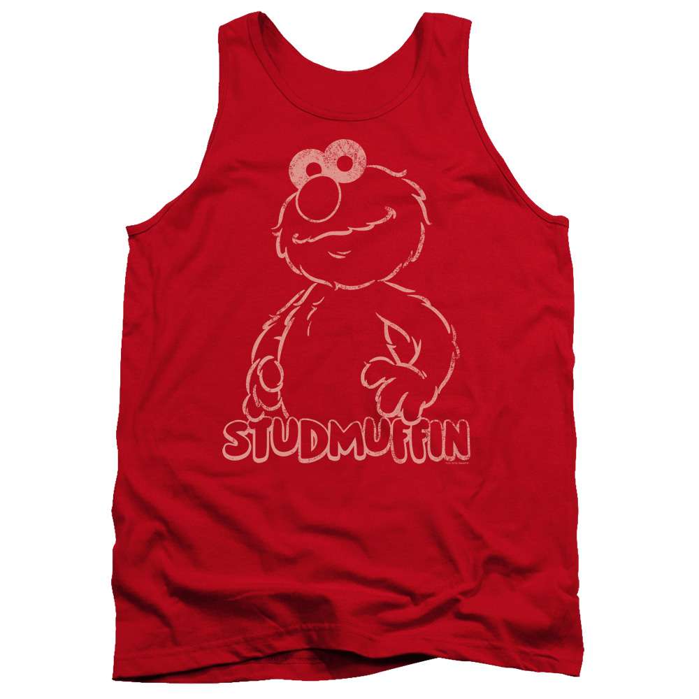 SST182B-TK-2 Sesame Street Studmuffin Adult Tank Top, Red - Medium