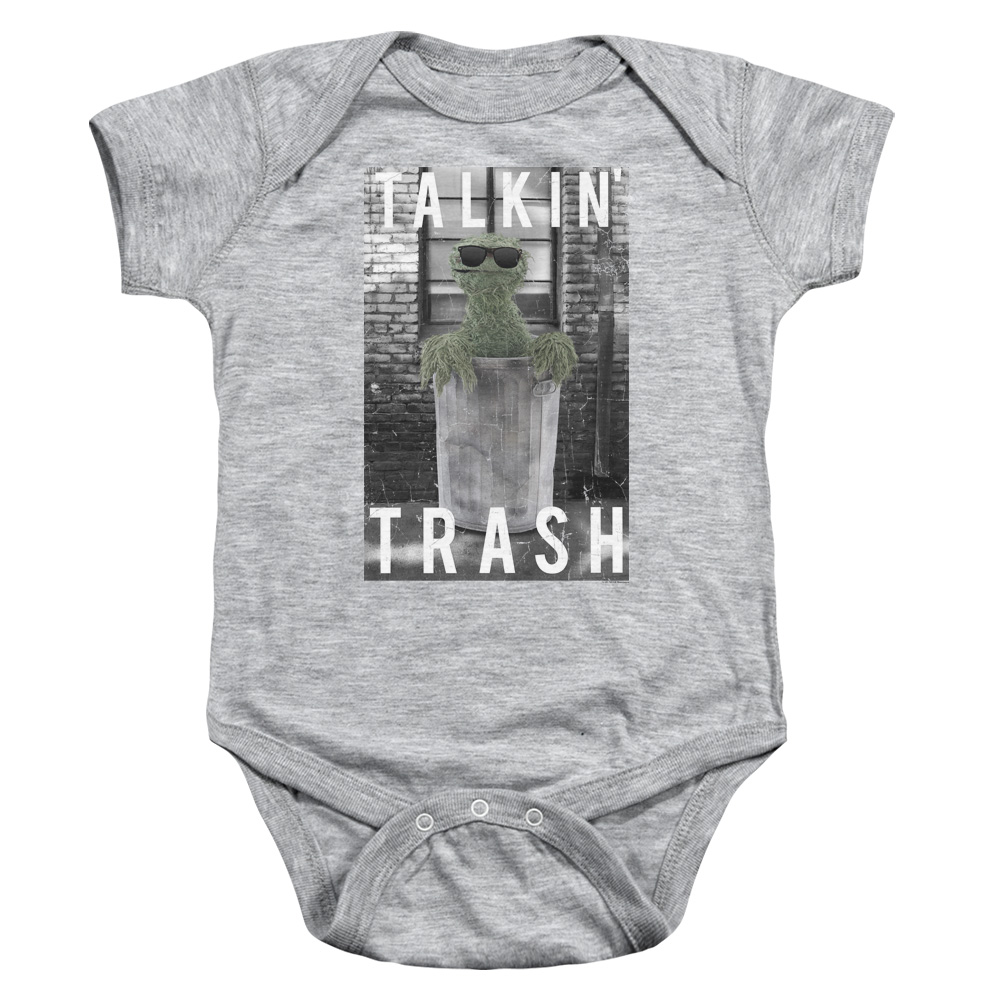 SST139-SS-2 Sesame Street Talkin Trash Infant Snapsuit, Athletic Heather - Medium - 12 Month