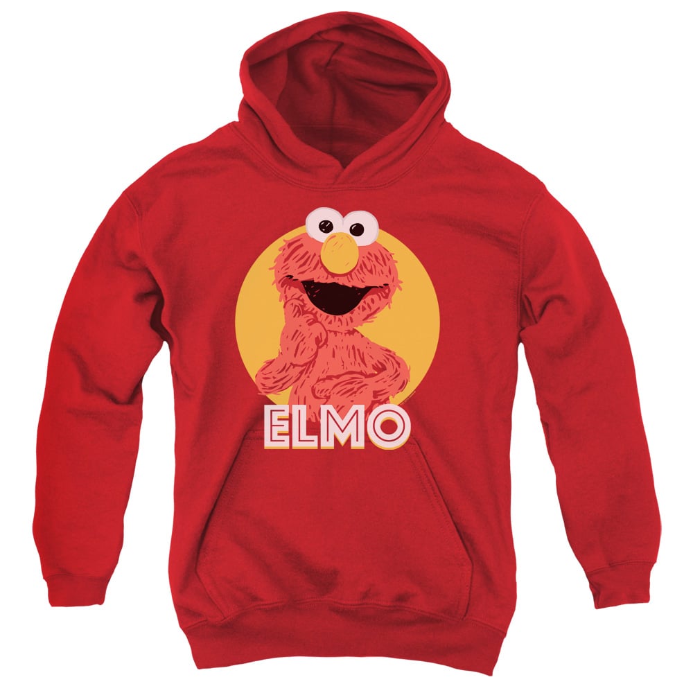 SST185-YFTH-1 Sesame Street Elmo Scribble Youth Hooded Sweatshirt, Red - Small