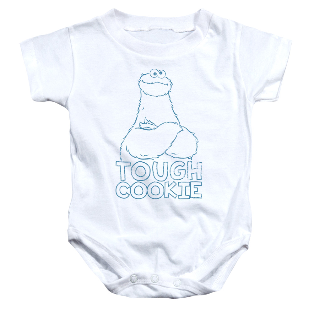 SST169-SS-2 Sesame Street Tough Cookie Infant Snapsuit, White - Medium - 12 Month
