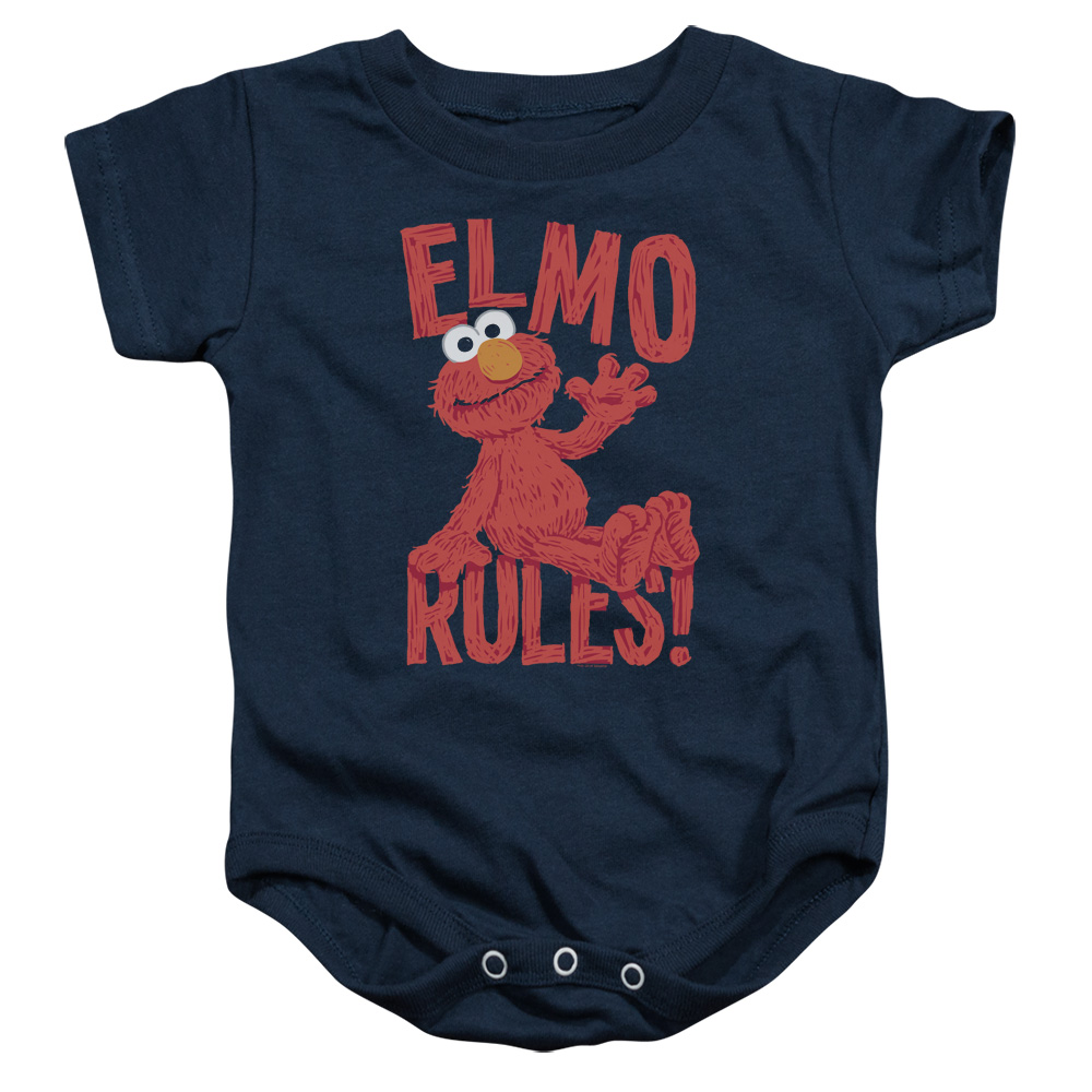 SST199-SS-1 Sesame Street Elmo Rules Infant Snapsuit, Navy - Small - 6 Month