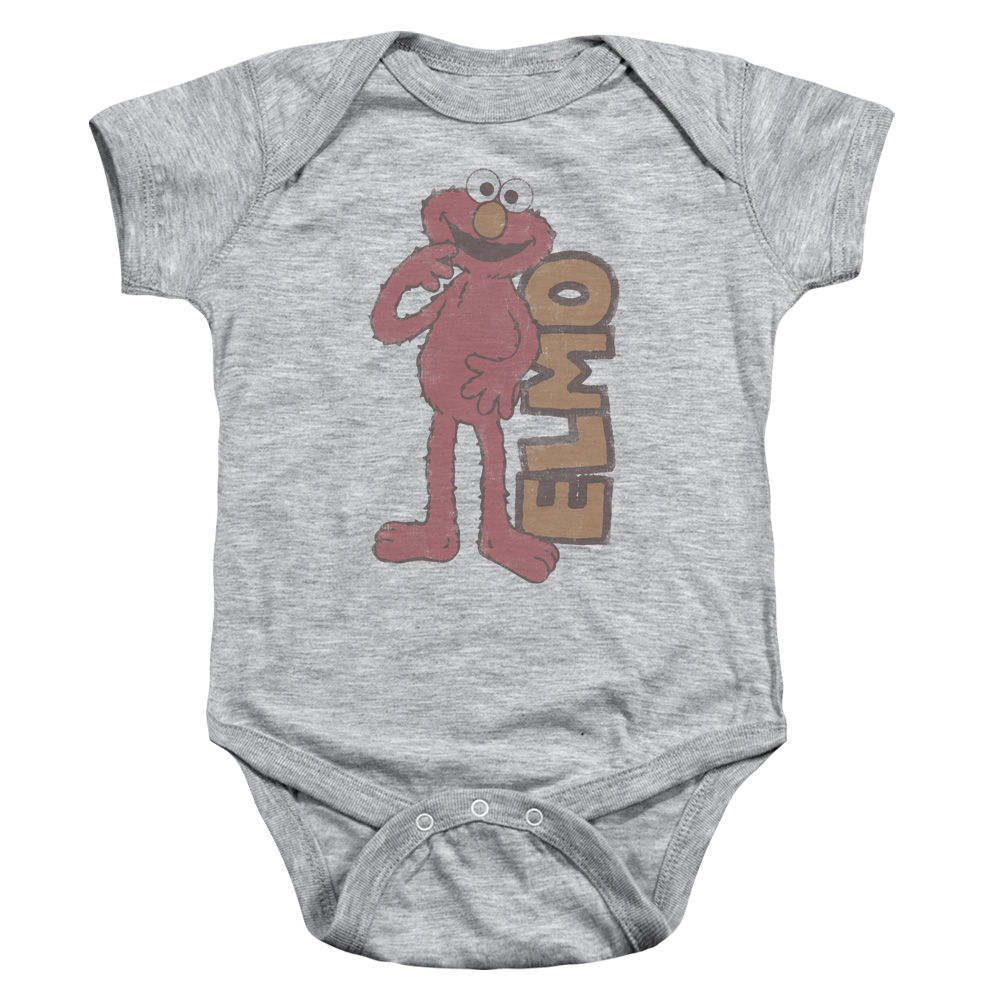 SST115-SS-2 Sesame Street Vintage Elmo Infant Snapsuit, Athletic Heather - Medium - 12 Month