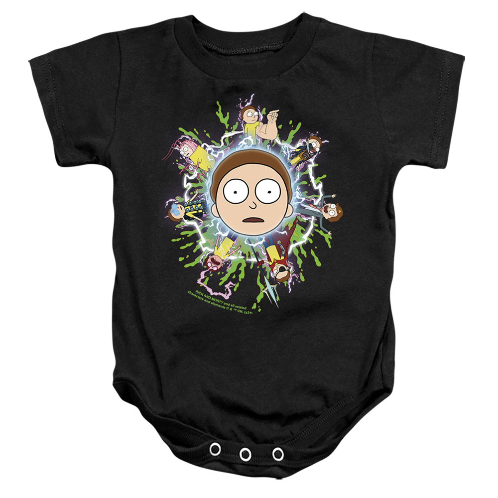 CN1728-SS-3 Rick & Morty Multiple Infant Snapsuit, Black - Large - 18 Month