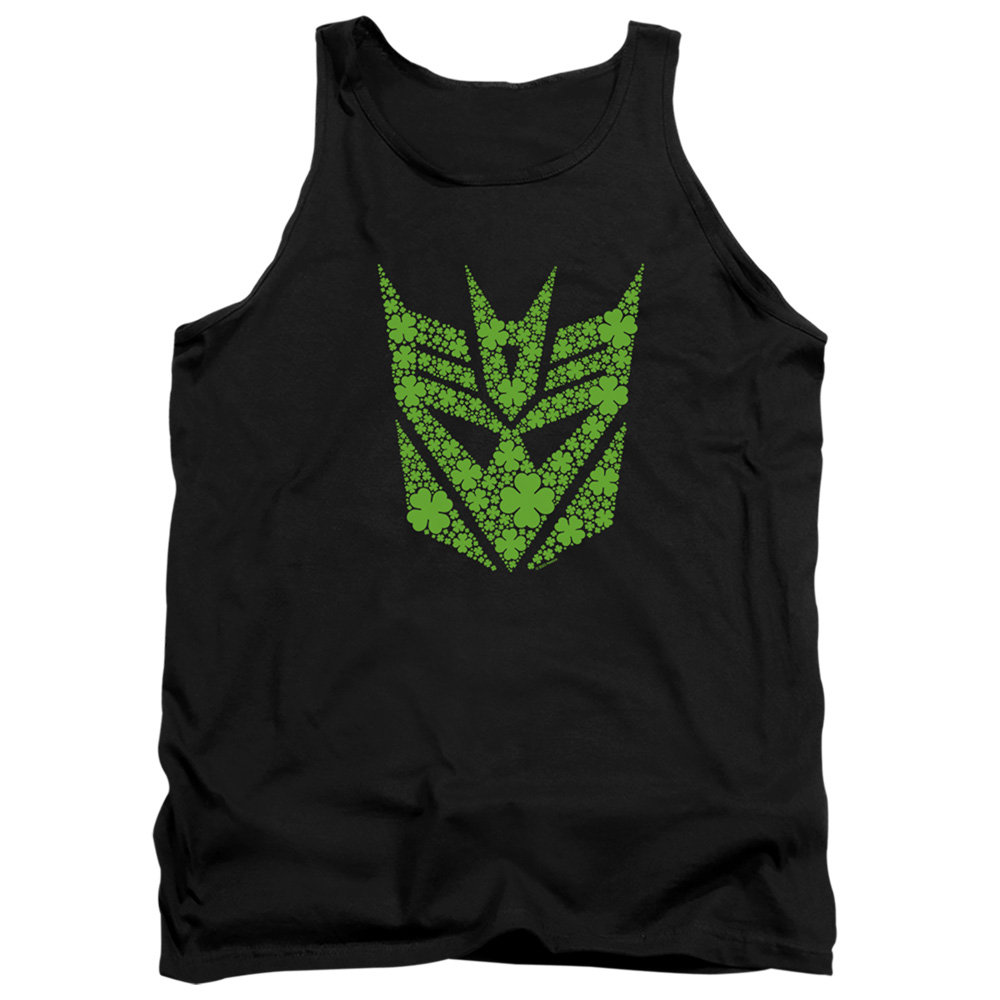 HBRO10262SPD-TK-3 Transformers St. Patricks Day Decepticon Shamrock Adult Tank Top, Black - Large