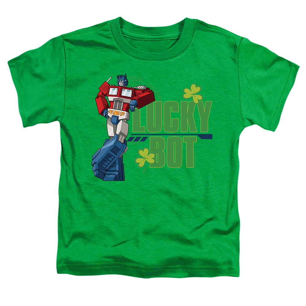 HBRO10264SPD-TT-3 Transformers St. Patricks Day Optimus Prime Lucky Bot Toddler Short Sleeve T-Shirt, Kelly Green - Large 4T