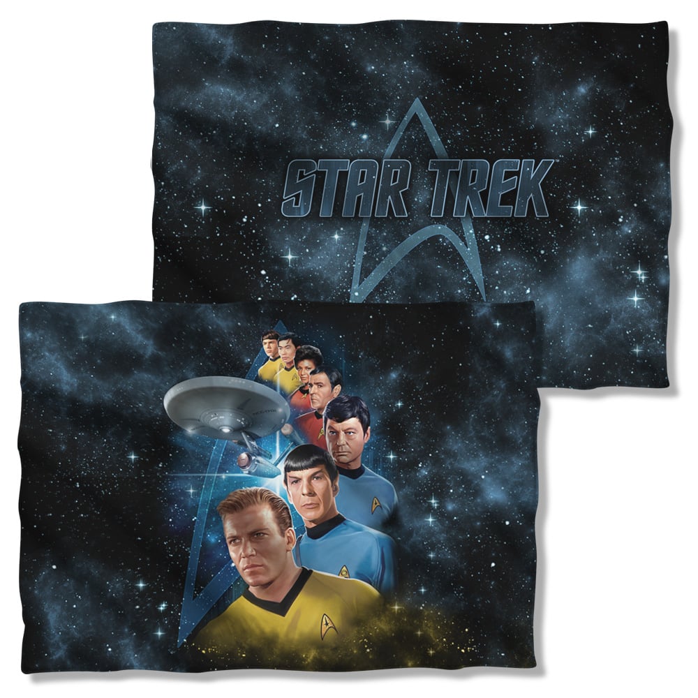 Picture of Trevco Sportswear CBS1542FB-PLO1-0 20 x 28 in. Star Trek Among The Stars Front Back Print Pillow Case&#44; White