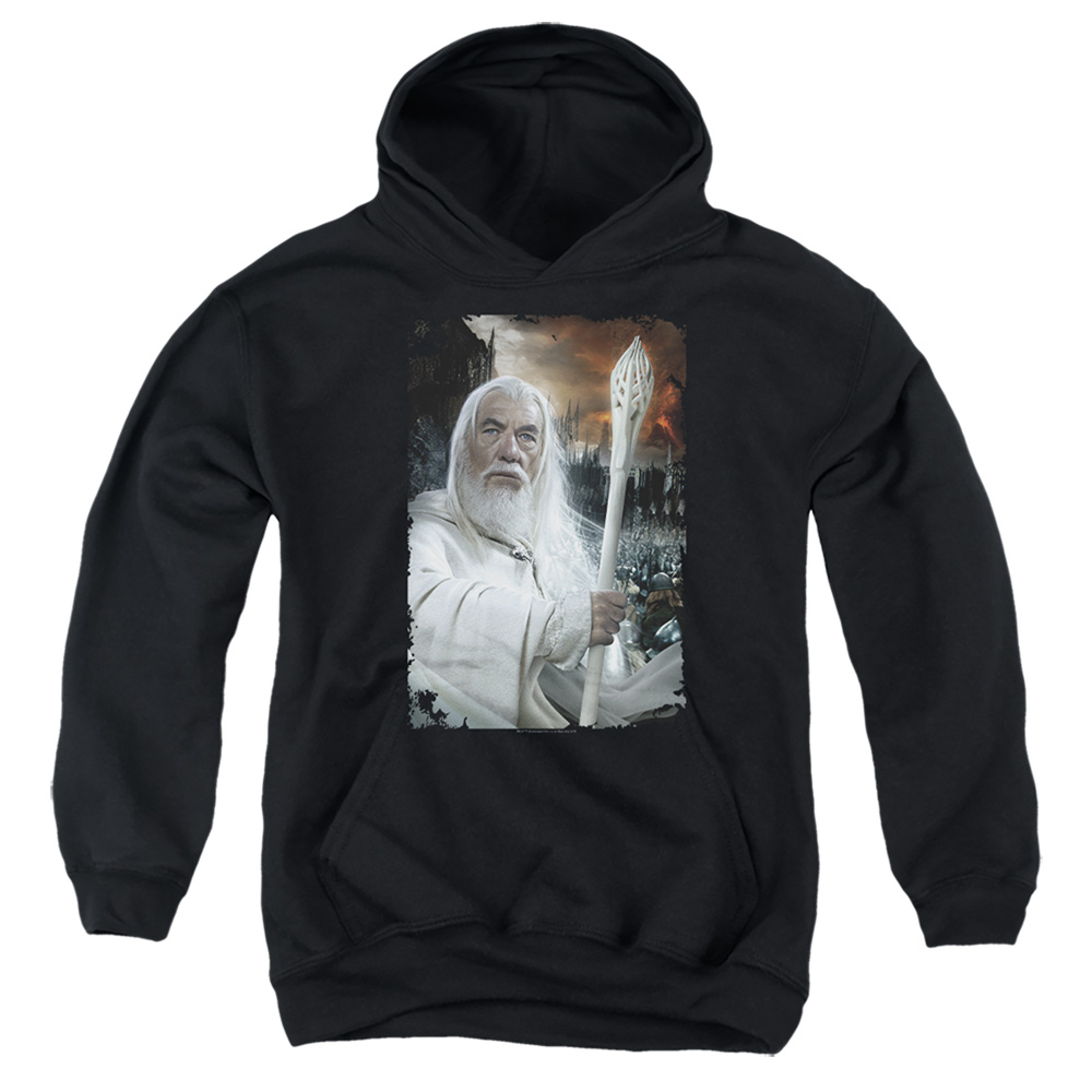 LOR3049-YFTH-4 The Lord of The Rings Gandalf The White Youth Hooded Sweatshirt, Black - Extra Large