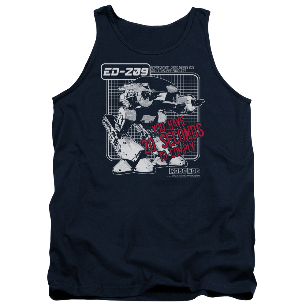 MGM108-TK-2 Robocop Ed 209 Adult Tank Top, Navy - Medium