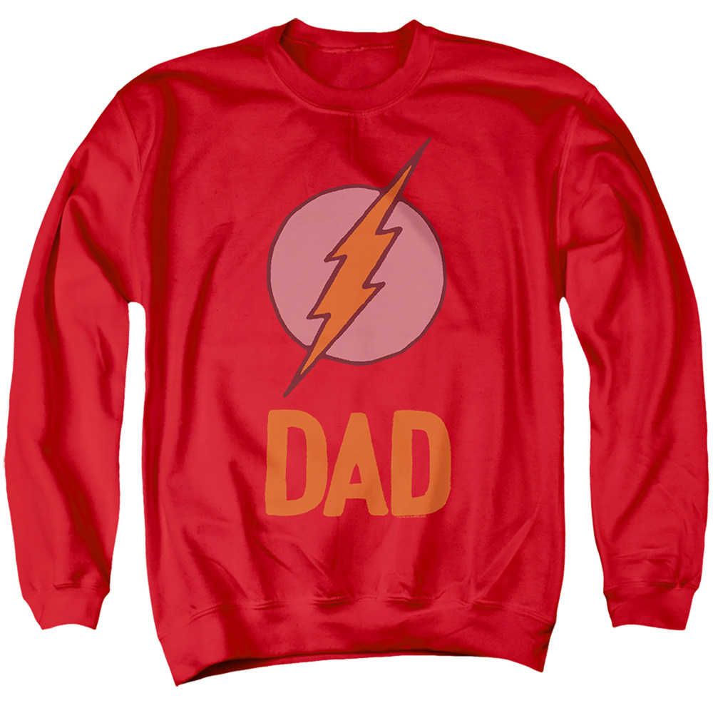 FLSH157-AS-2 The Flash Dad Adult Crewneck Sweatshirt, Red - Medium