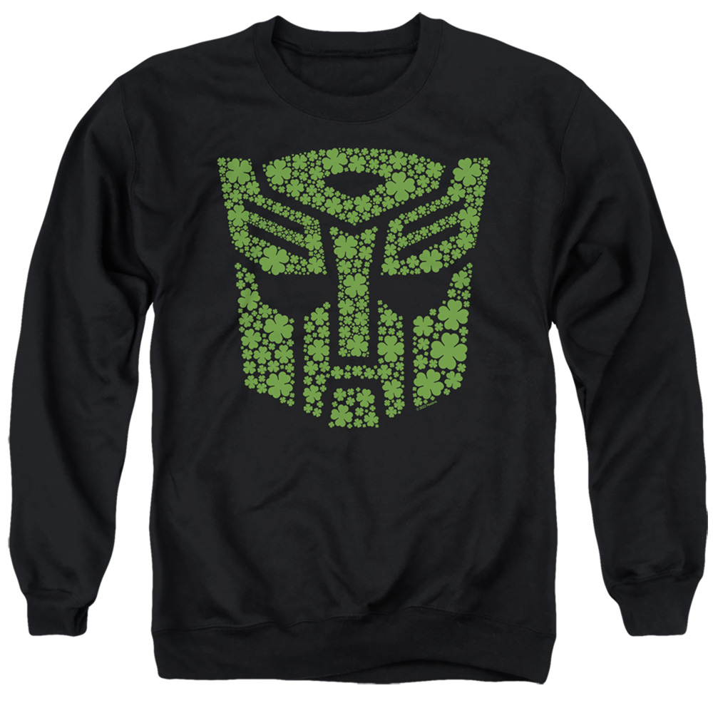 HBRO10261SPD-AS-3 Transformers St. Patricks Day Autobot Shamrock Adult Crewneck Sweatshirt, Black - Large